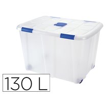 Contenedor Plastico Plasticforte 130 Litros N 16 Transparente Con Tapa 480X740X540 Mm