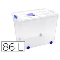 Contenedor Plastico Plasticforte 86 Litros N 8 Transparente Con Tapa 470X620X450 Mm
