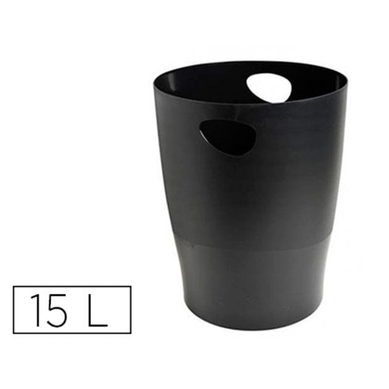 Papelera Plastico Exacompta Ecoblack Negro 15 Litros