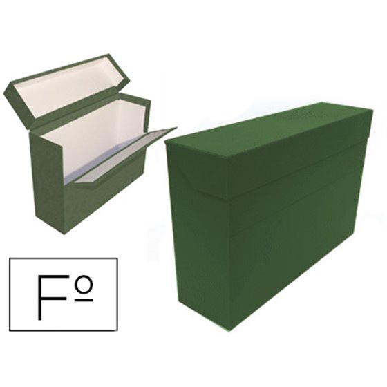 Caja Transferencia Mariola Folio Doble Carton Forrado Geltex Lomo 20 Cm Color Verde