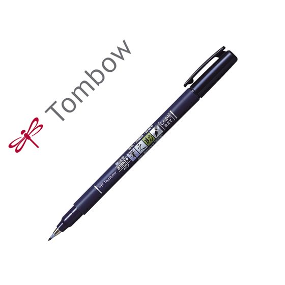Rotulador Tombow Punta Pincel Dual Fudenosuke Punta Dura Tinta Base De Agua Negro
