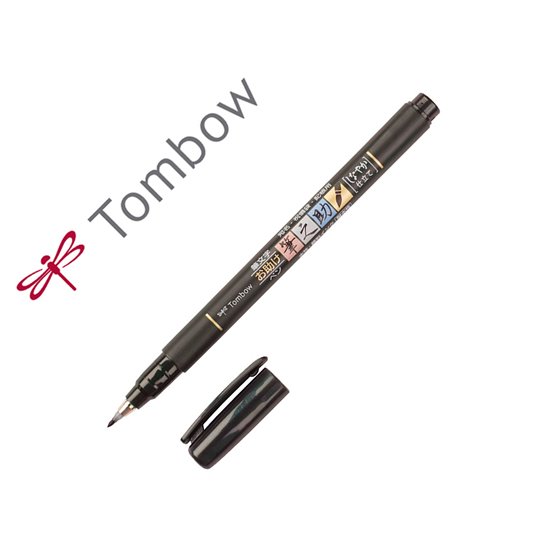 Rotulador Tombow Punta Pincel Dual Fudenosuke Punta Blanda Tinta Base De Agua Negro