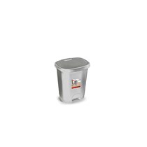 Papelera Contenedor Plasticforte Plastico Con Tapadera Y Pedal 18 Litros Color Plata 330X280X405 Mm
