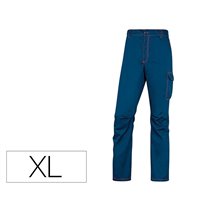 Pantalon De Trabajo Deltaplus Cintura Elastica 5 Bolsillos Color Azul Marino / Naranja Talla Xl