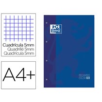 Recambio Color 1 Oxford Din A4+ 80 Hojas 90 Gr Cuadro 5 Mm 4 Taladros Color Azul Oscuro