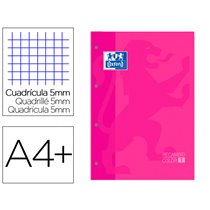 Recambio Color 1 Oxford Din A4+ 80 Hojas 90 Gr Cuadro 5 Mm 4 Taladros Color Fucsia