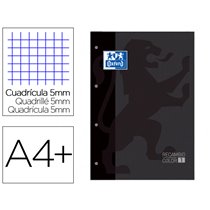 Recambio Color 1 Oxford Din A4+ 80 Hojas 90 Gr Cuadro 5 Mm 4 Taladros Color Negro
