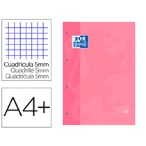Recambio Color 1 Oxford Din A4+ 80 Hojas 90 Gr Cuadro 5 Mm 4 Taladros Color Rosa Chicle