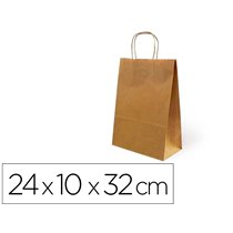 Bolsa Kraft Basika Natural Reciclado 90 Gr Asa Retorcida Tamaño \"S\" 240X100X320 Mm