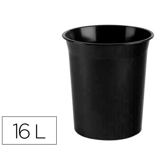 Papelera Plastico Archivo 2000 Antimicrobiana Sanitized Plastico Negro 18 Litros 290X310 Mm
