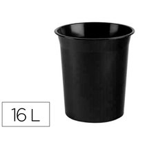 Papelera Plastico Archivo 2000 Antimicrobiana Sanitized Plastico Negro 18 Litros 290X310 Mm