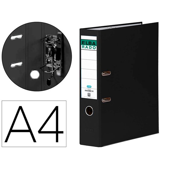 Archivador De Palanca Elba Chic Carton Forrado Pvc Con Rado Din A4 Lomo De 80 Mm Negro