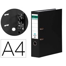 Archivador De Palanca Elba Chic Carton Forrado Pvc Con Rado Din A4 Lomo De 80 Mm Negro