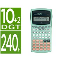 Calculadora Milan Cientifica M240 Silver 2 Lineas 240 Funciones 10+2 Digitos Color Verde Turquesa Con Tapa Color