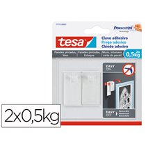 Clavo Autoadhesivo Tesa Sujecion Hasta 0,5 Kg Uso Paredes Pintadas Removible Blister De 2 Unidades