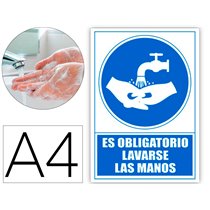 Pictograma Archivo 2000 Obligatorio Lavarse Las Manos Pvc Color Azul 210X297 Mm