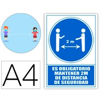 Pictograma Archivo 2000 Obligatorio Mantener 2 M De Distancia De Seguridad Pvc Color Azul 210X297 Mm