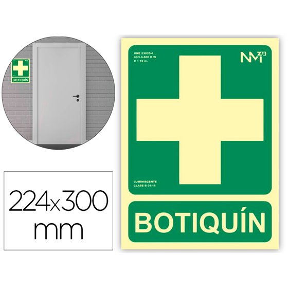Pictograma Archivo 2000 Botiquin Pvc Verde Luminiscente 224X300 Mm