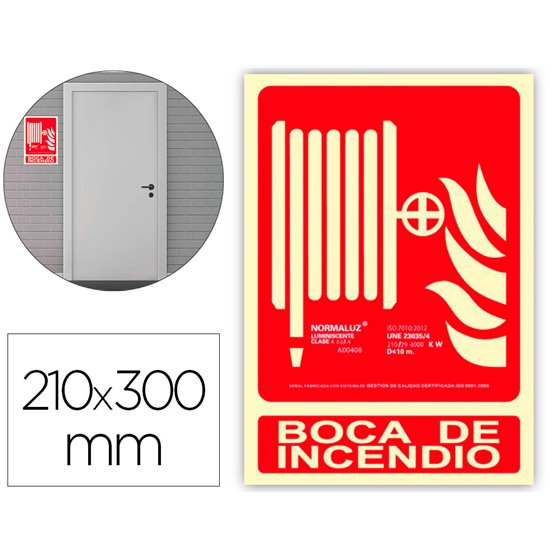 Pictograma Archivo 2000 Boca De Incendio Pvc Rojo Luminiscente 210X300 Mm