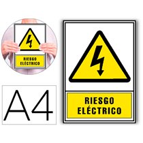 Pictograma Archivo 2000 Riesgo Electrico Pvc Amarillo Luminiscente 210X297 Mm