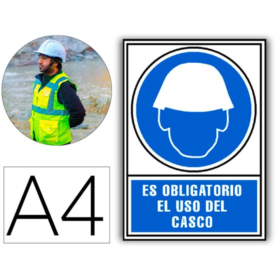 Pictograma Archivo 2000 Obligatorio Uso De Casco Pvc Azul Luminiscente 210X297 Mm