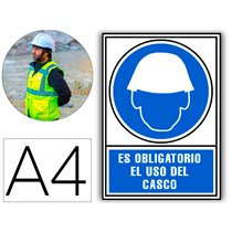 Pictograma Archivo 2000 Obligatorio Uso De Casco Pvc Azul Luminiscente 210X297 Mm