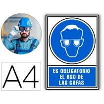 Pictograma Archivo 2000 Obligatorio Uso De Gafas Pvc Azul Luminiscente 210X297 Mm