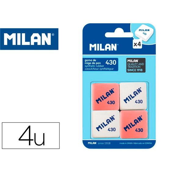 Goma De Borrar Milan 430 Blister De 4 Unidades