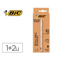 Boligrafo Bic Cristal Renew Tinta Negra Pack De 1 Unidad + 2 Recambios