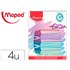 Rotulador Maped Fluorescente Peps Pastel Con Glitter Estuche De 4 Unidades Colores Surtidos