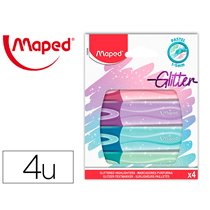 Rotulador Maped Fluorescente Peps Pastel Con Glitter Estuche De 4 Unidades Colores Surtidos
