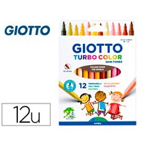 Rotulador Giotto Turbo Color Skin Tones Lavable Punta Bloqueada Caja De 12 Colores Surtidos