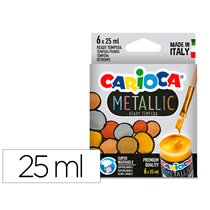Tempera Escolar Carioca Metallic Bote 25 Ml Caja De 6 Colores Surtidos