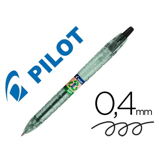 Boligrafo Pilot Ecoball Plastico Reciclado Tinta Aceite Punta De Bola 1 Mm Color Negro