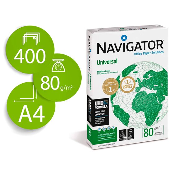 Papel Fotocopiadora Navigator Din A4 80 Gramos Paquete De 400 Hojas