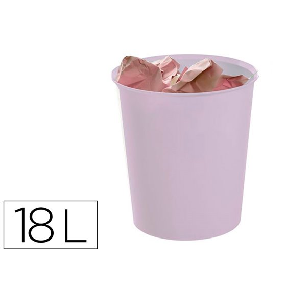 Papelera Plastico Archivo 2000 Ecogreen 100% Reciclada 18 Litros Color Malva Pastel