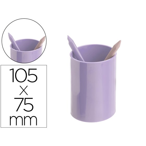 Cubilete Portalapices Archivo 2000 Malva Pastel Opaco Plastico 100% Reciclado Diametro 75 Mm Alto 105 Mm