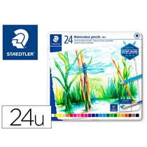 Lapices De Colores Staedtler Acuarelables Caja Metal De 24 Unidades Colores Surtidos