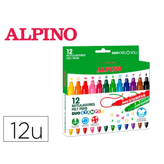Rotulador Alpino Stamper Duo Caja De 12 Unidades Colores Surtidos