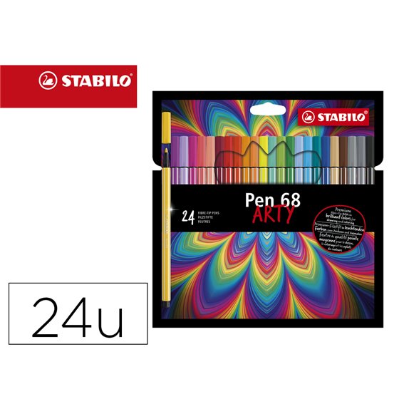 Rotulador Stabilo Acuarelable Pen 68 Arty Line 1 Mm Estuche Carton De 24 Unidades Colores Surtidos