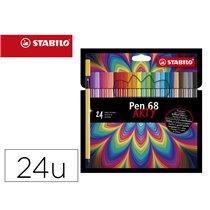 Rotulador Stabilo Acuarelable Pen 68 Arty Line 1 Mm Estuche Carton De 24 Unidades Colores Surtidos