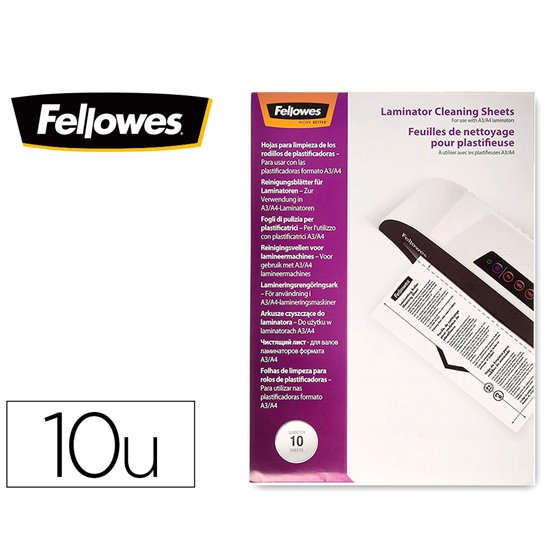 Hoja De Limpieza Fellowes Para Plastificadoras Pack De 10 Unidades