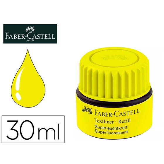 Tinta Rotulador Faber Castell Textliner Fluorescente 1549 Con Sistema Capilar Color Amarillo Bote 30 Ml