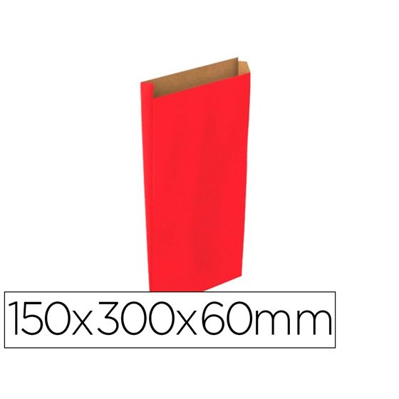 Sobre Papel Basika Kraft Rojo Con Fuelle S 150X300X60 Mm Paquete De 25 Unidades