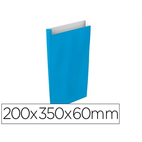 Sobre Papel Basika Celulosa Celeste Con Fuelle M 200X350X60 Mm Paquete De 25 Unidades