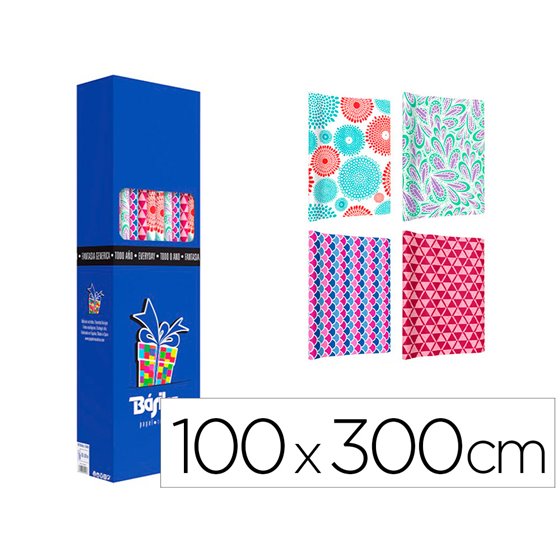 Papel De Regalo Basika Todo Año Rollo Ancho 1 M Longitud 3 M Modelos Surtidos Gramaje 50 Gr