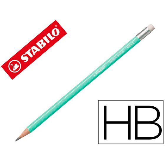 Lapices De Grafito Con Goma Stabilo Swano Mina 2,2 Mm Dureza Hb Verde Pastel