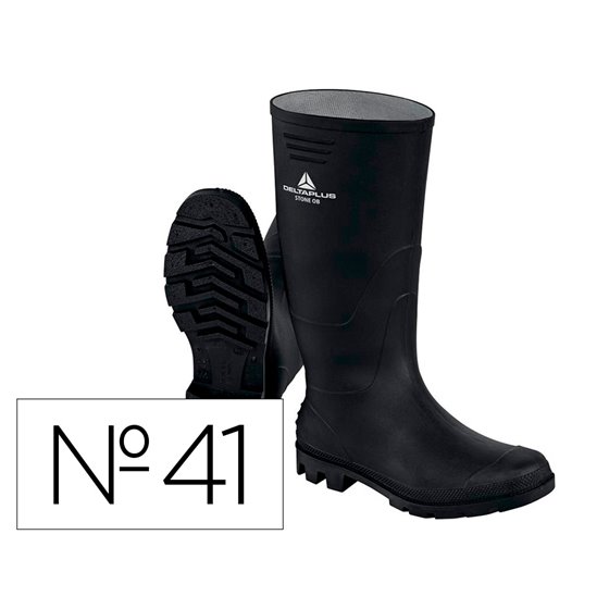 Botas Deltaplus De Seguridad Stone Pvc Negro Suela De Tacos Talla 41