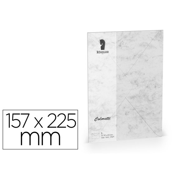 Sobre Rossler Coloretti C5 Color Marmol Gris 157X225 Mm Pack De 5 Unidades