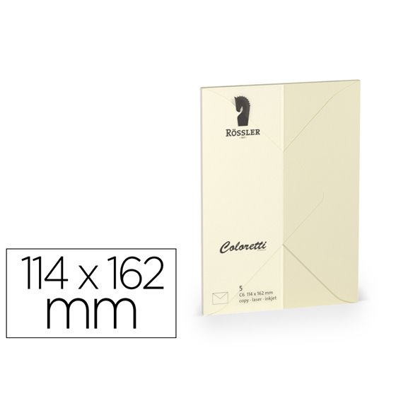 Sobre Rossler Coloretti C6 Ministro Color Crema 114X162 Mm Pack De 5 Unidades
